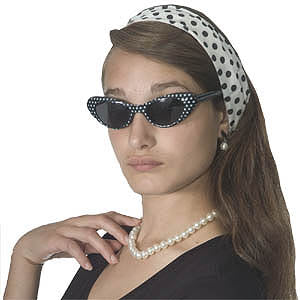 Bobby Soxer Kit — cat eye glasses, polka dot tie, pearl necklace, clip-on earrings