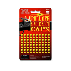 Pull-off caps — 160 single-action shots per pack, for use outdoors only