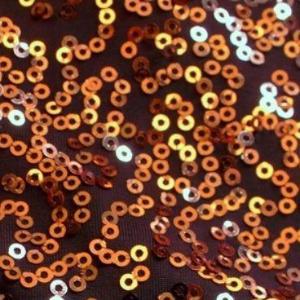 Sequin stretch fabric — chocolate/copper swatch, 51" wide