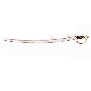 Cavalry sword — carbon steel blade, brass guard and pommel, wire-wrapped handle with metal scabbard