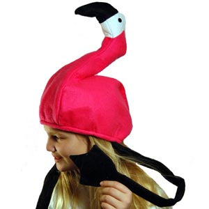 Flamingo hat — alternate view, plush pink flamingo design