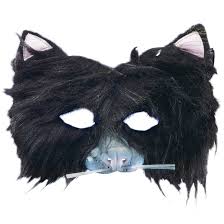 Plush cat eye mask — rubber base with fur trim and ear straps, one size
