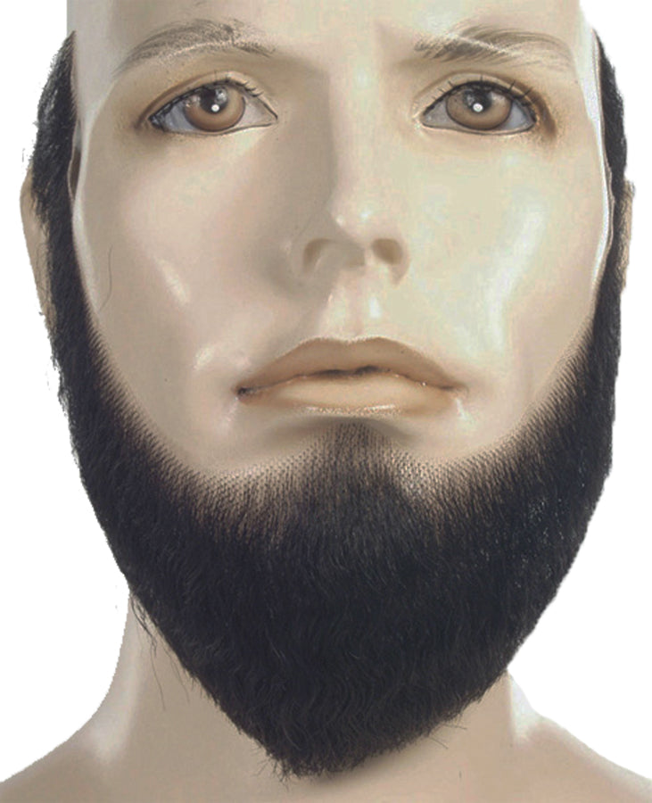 Full-face human hair beard with lace backing — wavy, pointed chin style