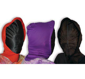 Hidden face mask stretch hood — black, covers face for puppetry and stagehands, one size