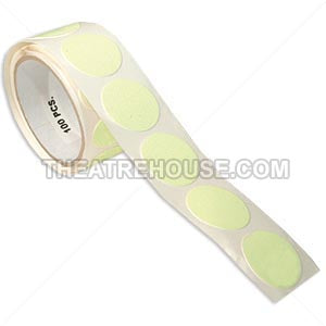 Glow Dots 2" — phosphorescent vinyl dots, yellow-green glow, 60 pieces per roll