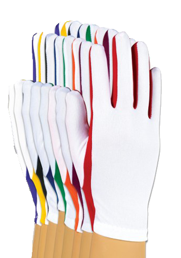 Flash gloves — white knit top with colored palm, one size fits most, multiple palm colors available