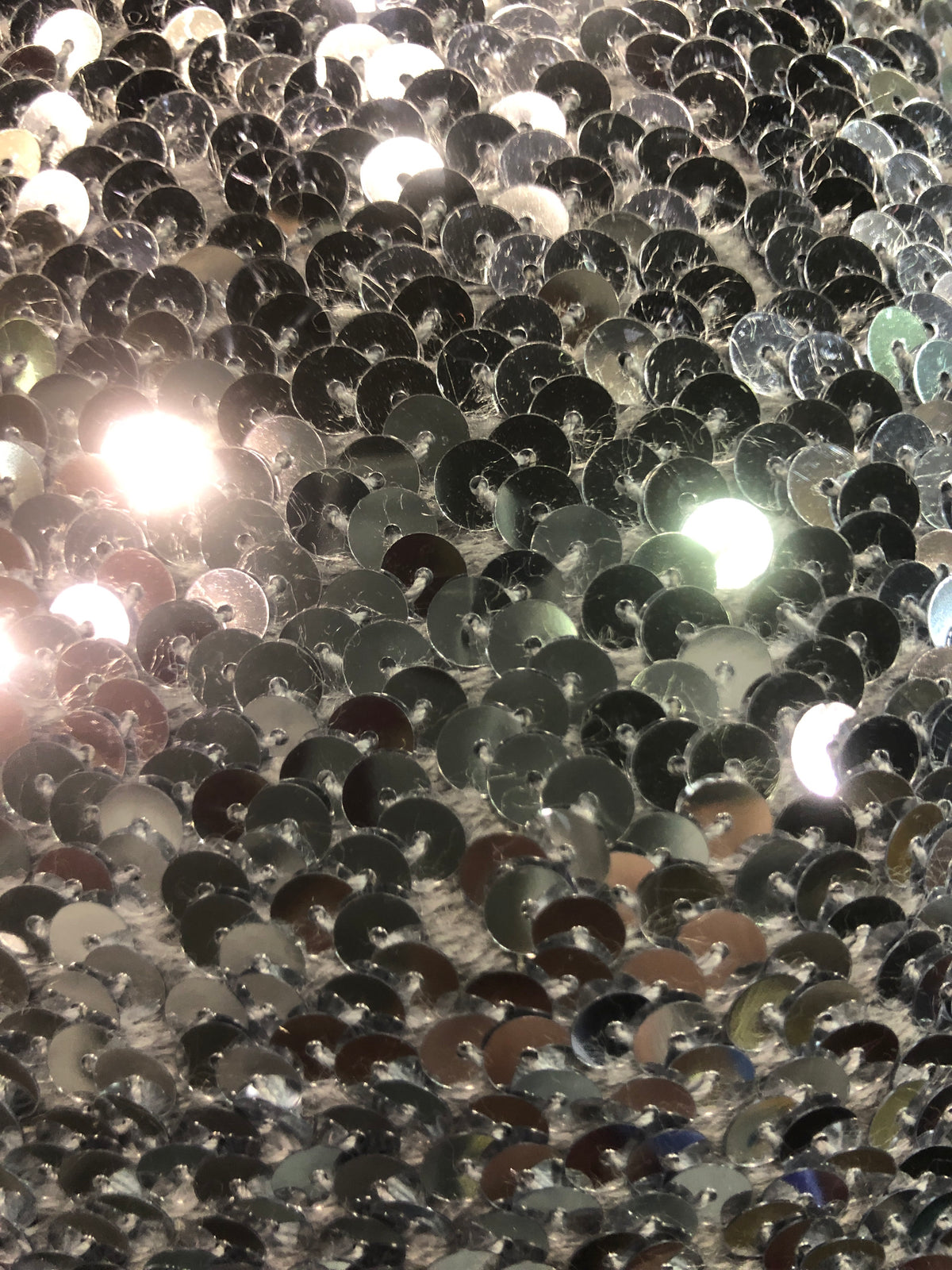 4 3/4" sequin trim swatch — laser silver hologram colorway