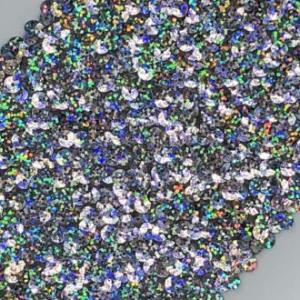 4 3/4" sequin trim swatch — silver spotlight hologram colorway