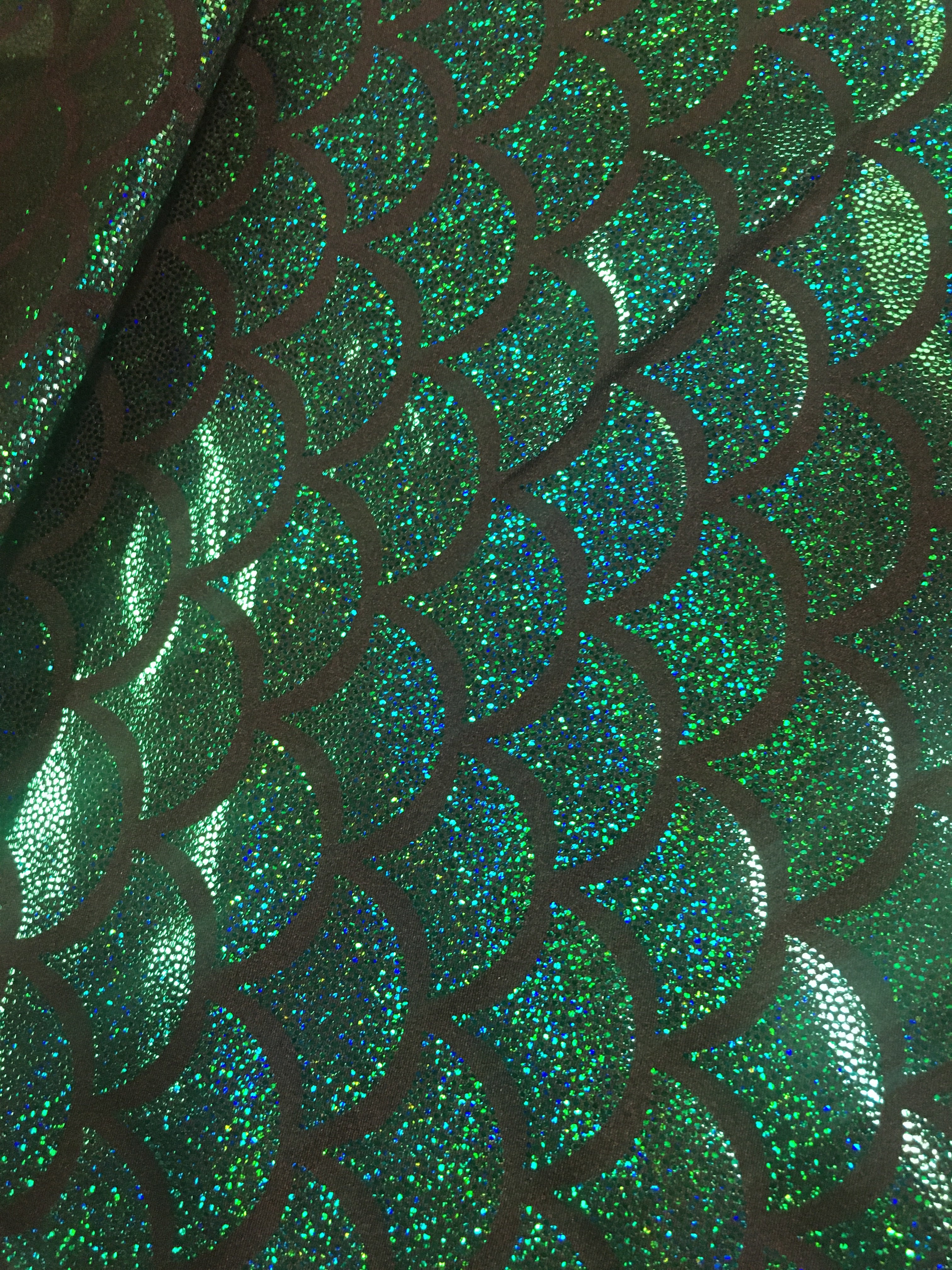 Ariel Sparkle fabric swatch — second color variant, holographic scales on black