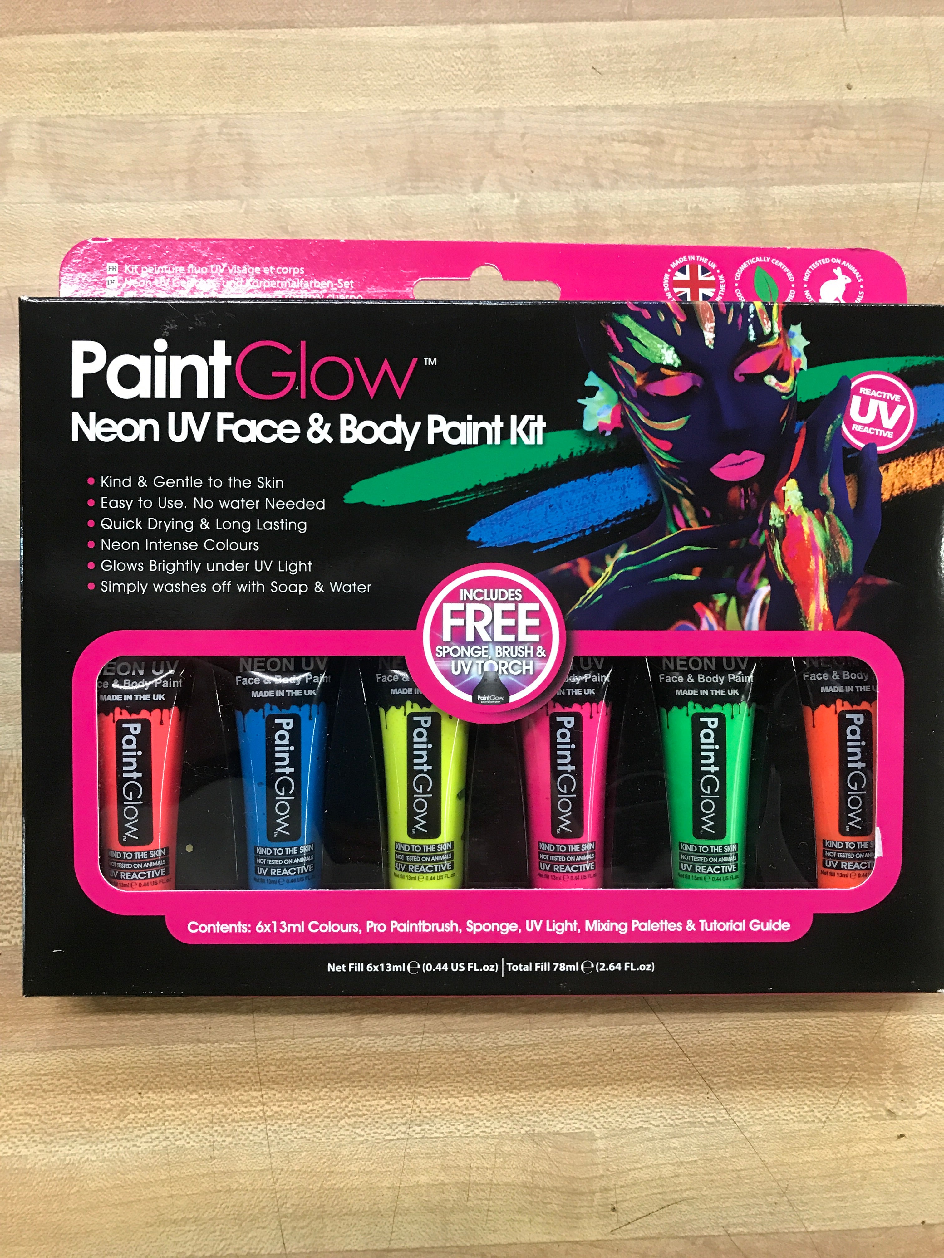 Neon Face and Body Paint - Glows Under UV/Black Light - Made In