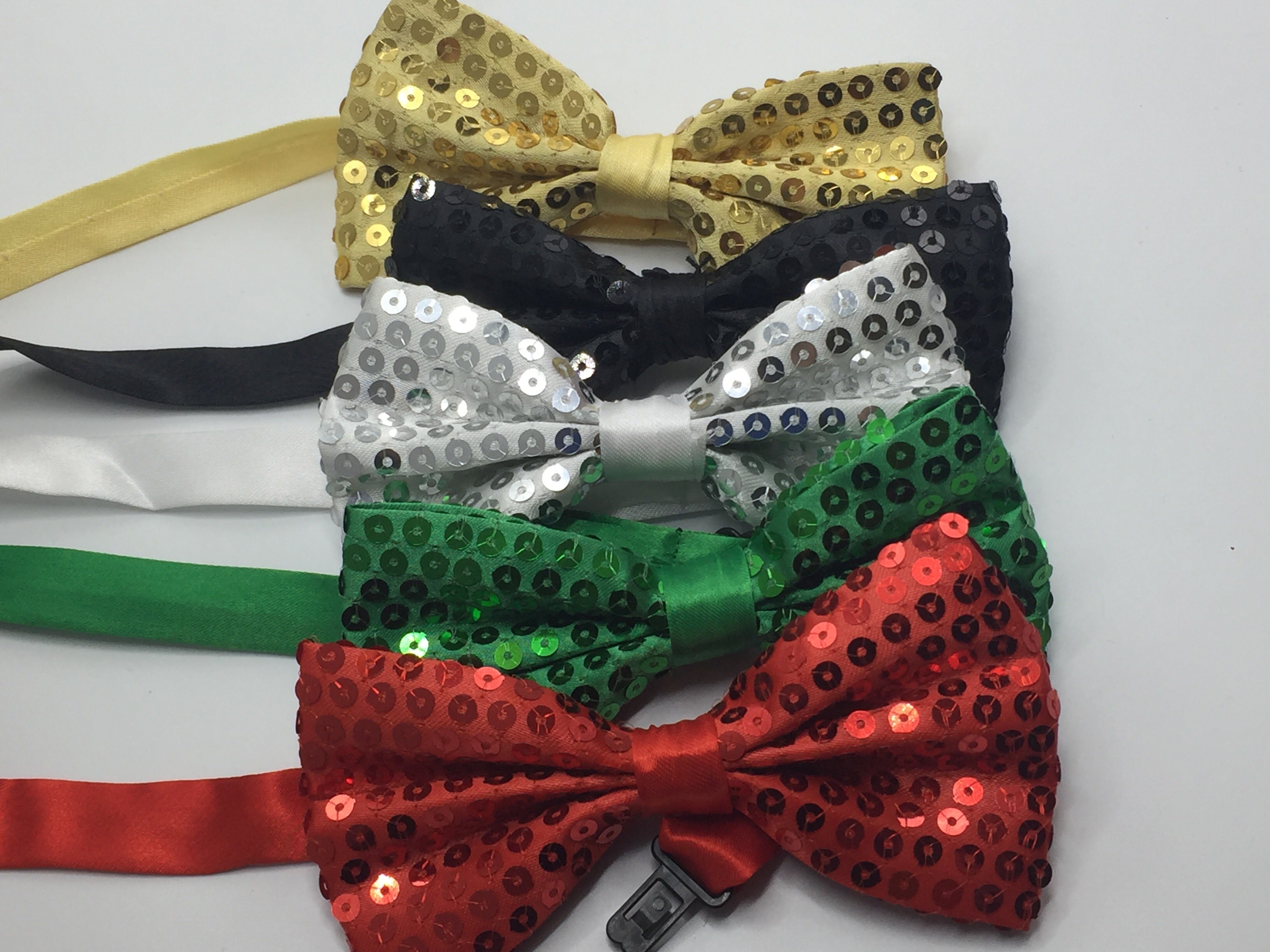 Sequined Bow Tie Clip On