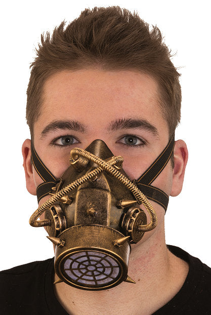 Steampunk gas mask — silver variant with interchangeable filter, novelty use only