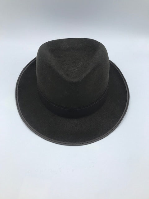 Fedora hat — brown permalux, side angle view