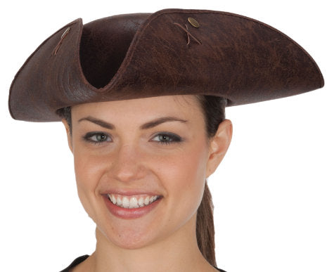 Faux Leather Pirate Hat Tricorn
