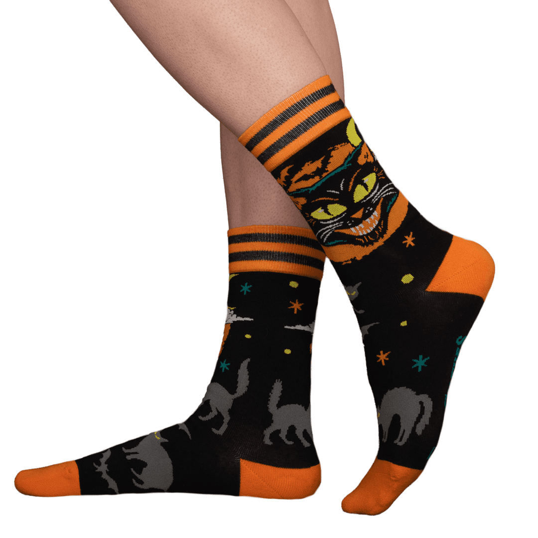 Lot de 2 paires de chaussettes ras du cou Halloween Kitties | 2 motifs