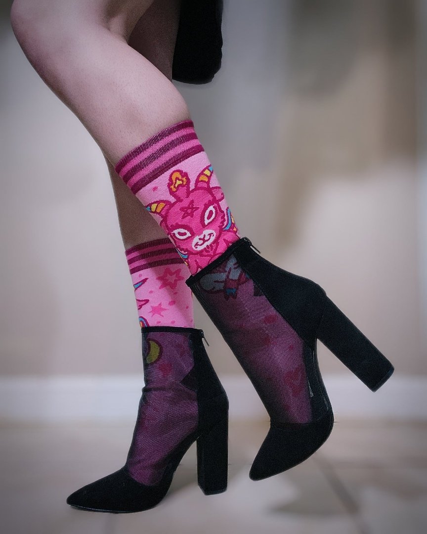 Cute Baphomet Goat Crew Socks