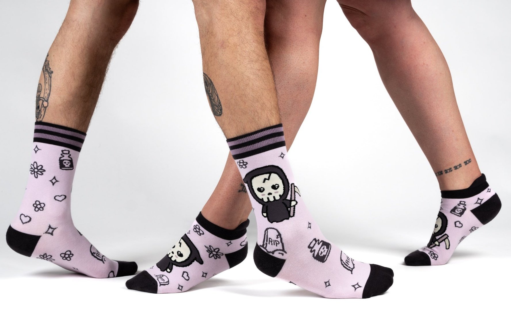 Pastel Goth Grim Reaper Crew Socks