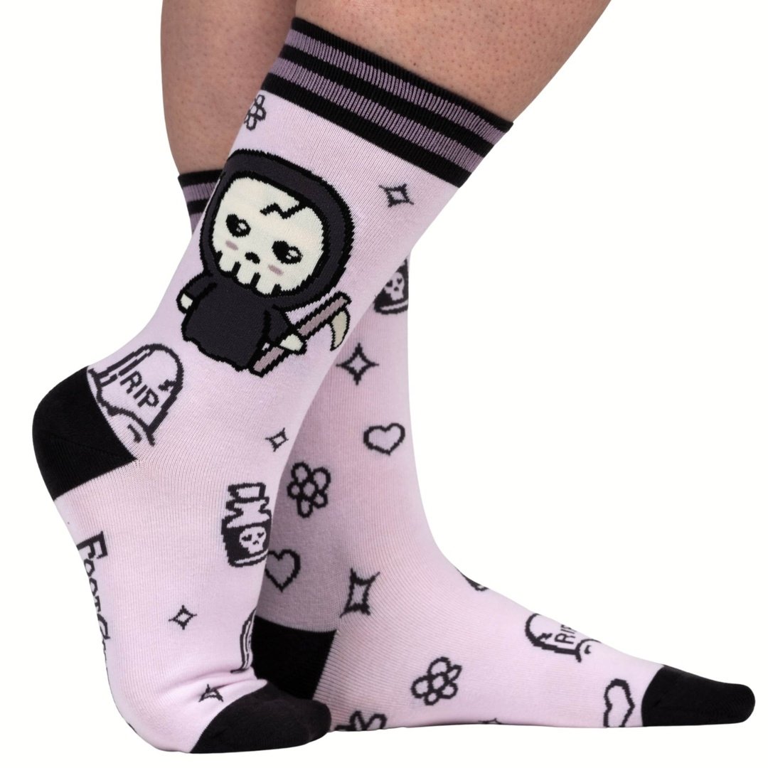 Pastel Goth Grim Reaper Crew Socks