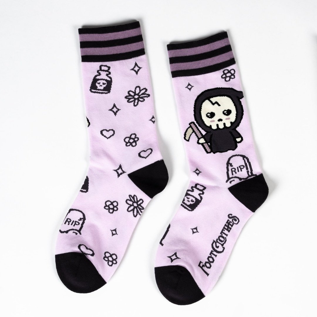 Pastel Goth Grim Reaper Crew Socks