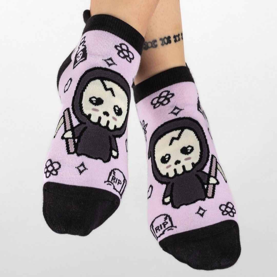 Pastel Goth Grim Reaper Ankle Socks