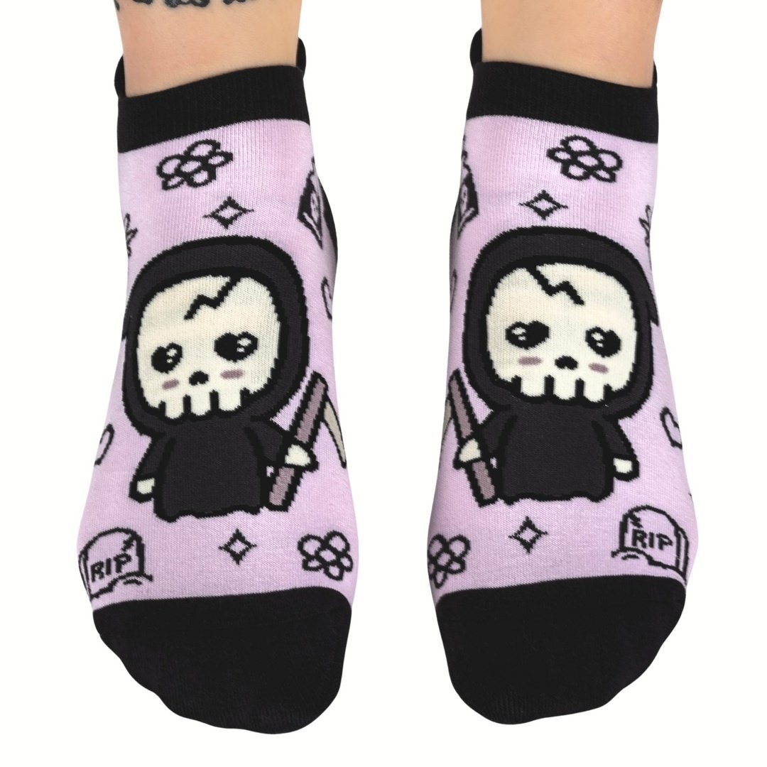 Pastel Goth Grim Reaper Ankle Socks