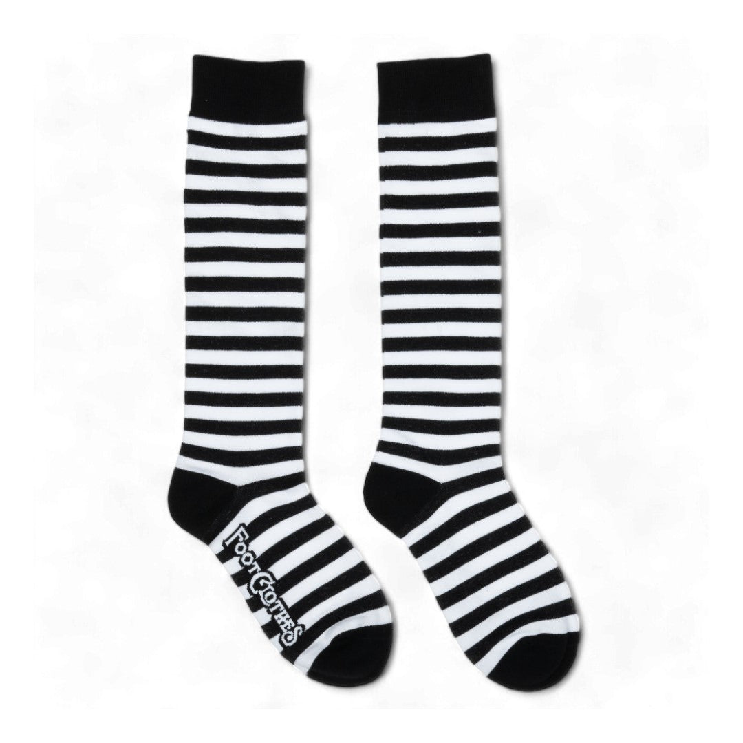 White and Black Stripes Knee High Socks