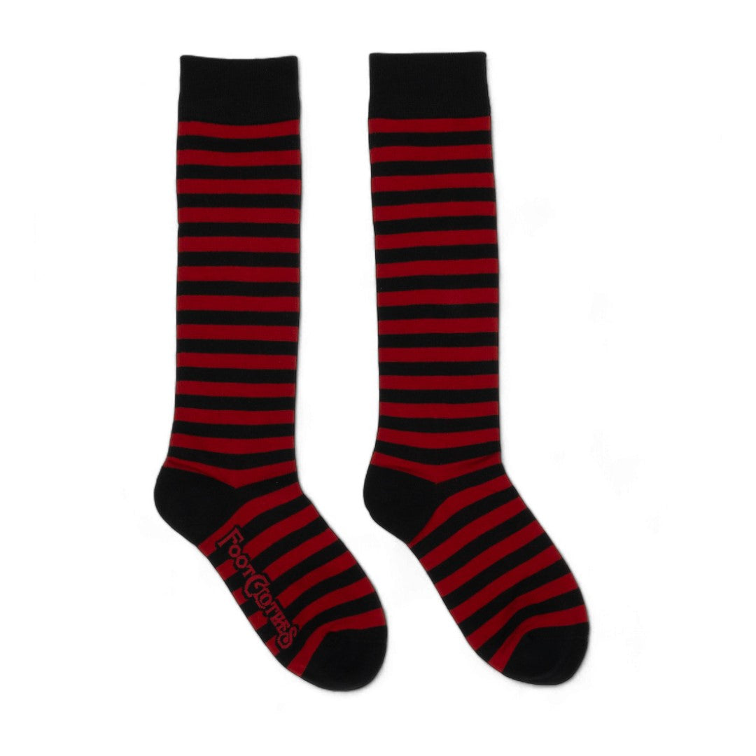 Cherry and Black Stripes Knee High Socks