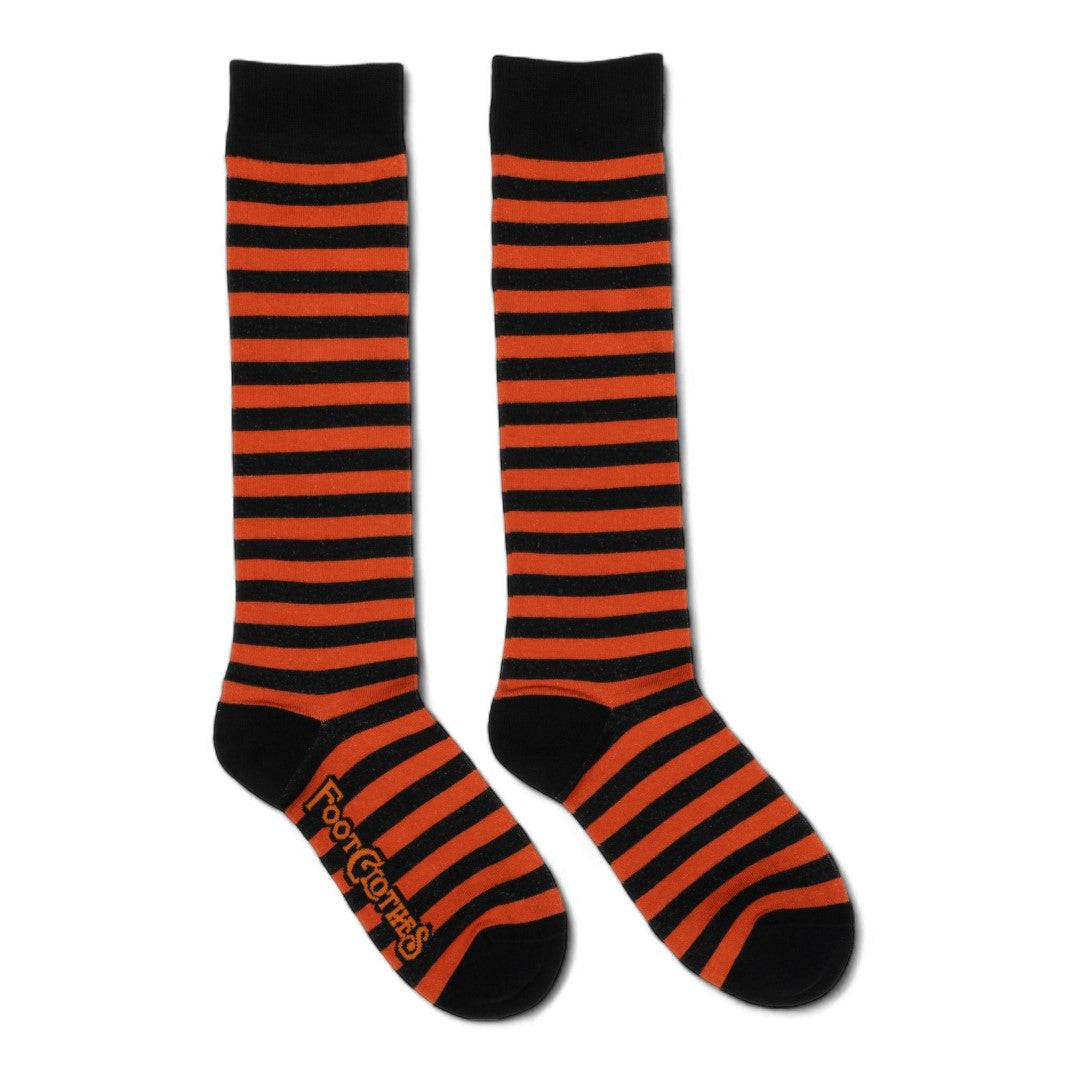 Pumpkin and Black Stripes Knee High Socks