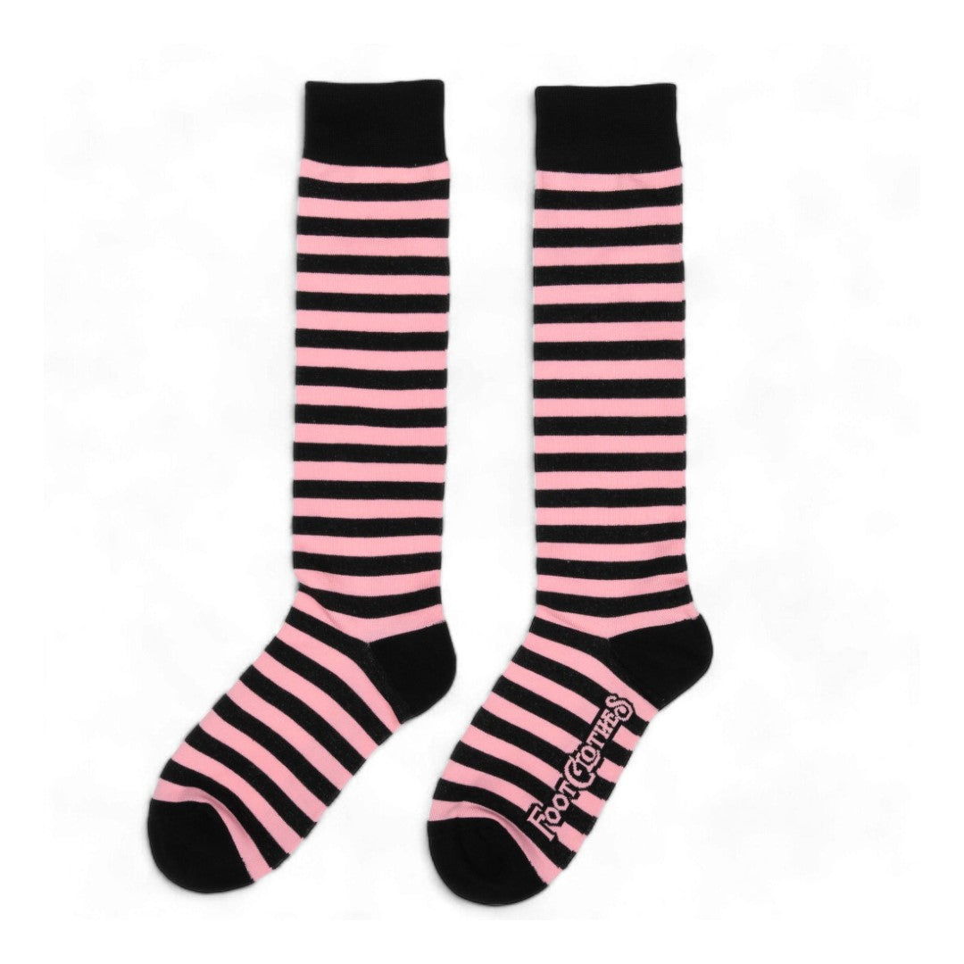 Bubblegum and Black Stripes Knee High Socks