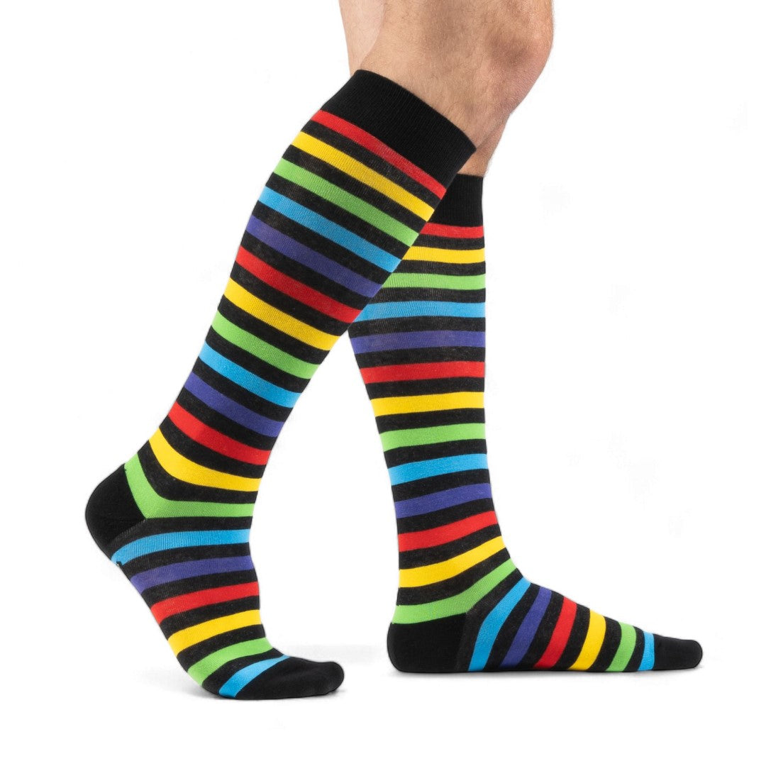 Radiant Rainbow Stripes Knee High Socks