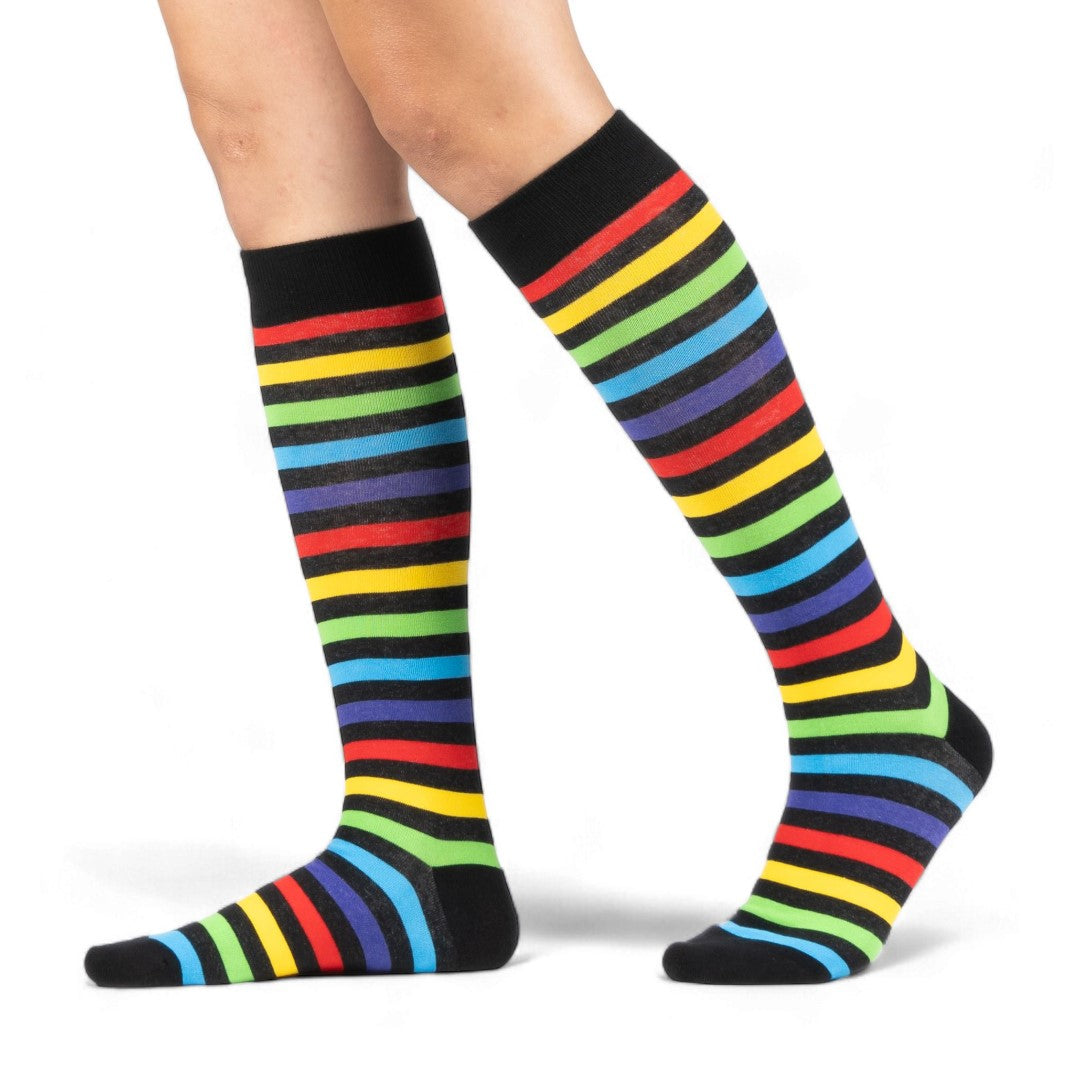 Radiant Rainbow Stripes Knee High Socks