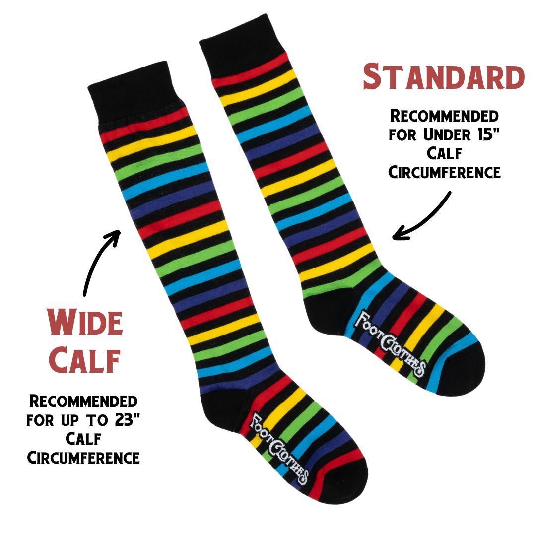 Wide Calf Radiant Rainbow Stripes Knee High Socks