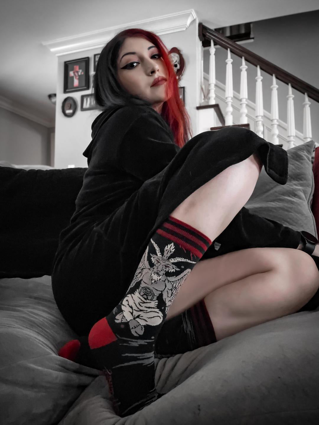 Chaussettes d'équipage Baphomet "Evil AF"