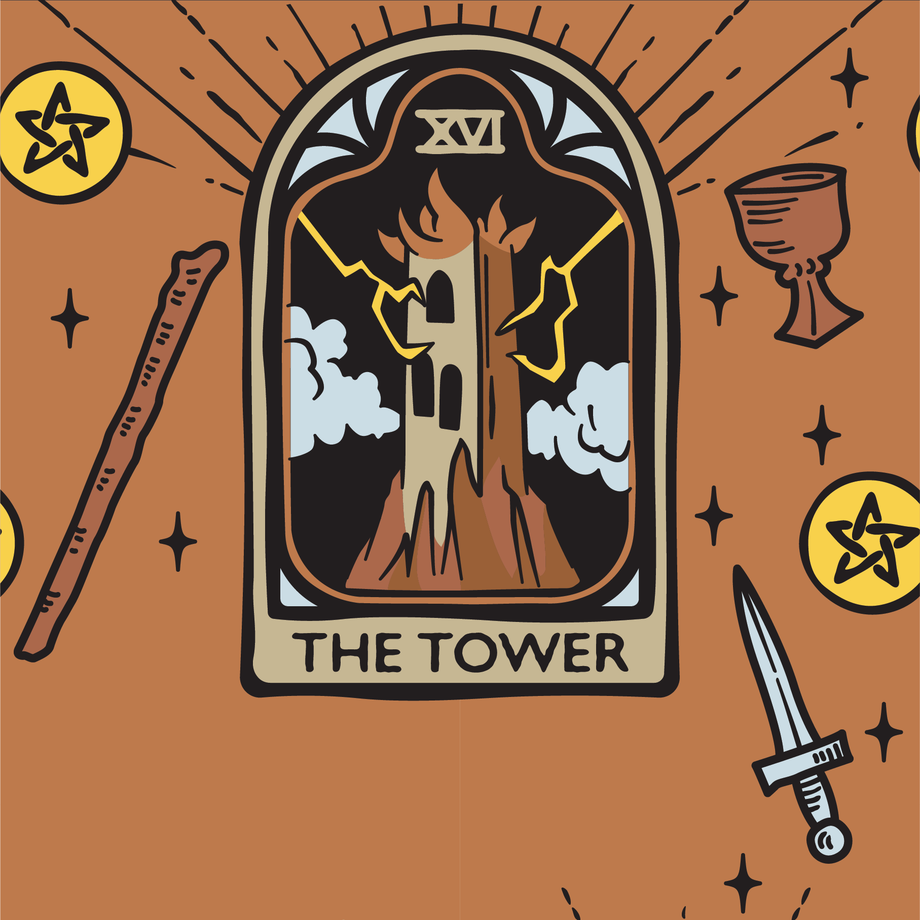 The Tower Tarot Nouveau Crew Socks