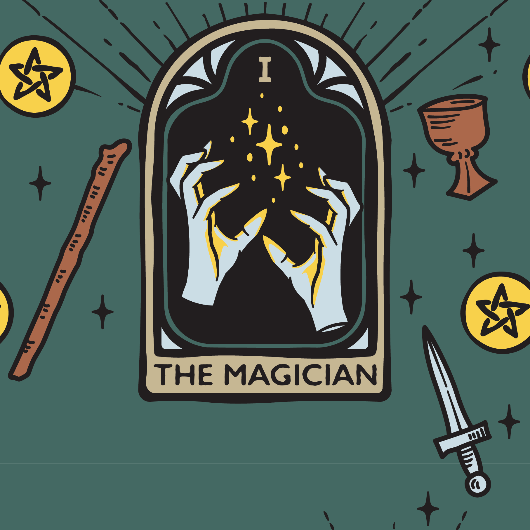 The Magician Tarot Nouveau Crew Socks