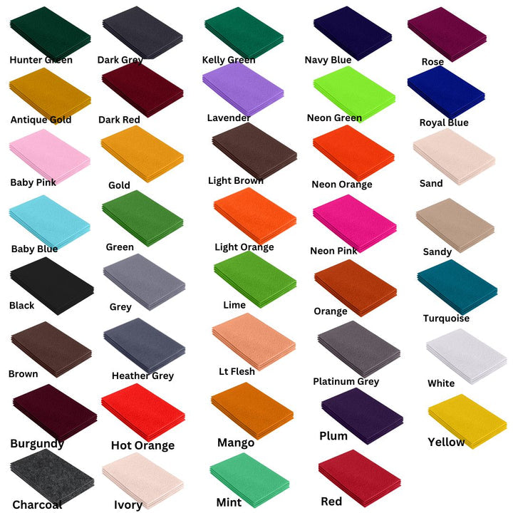 Acrylic Felt Sheets 9X12 Inch Pack | Many Colors