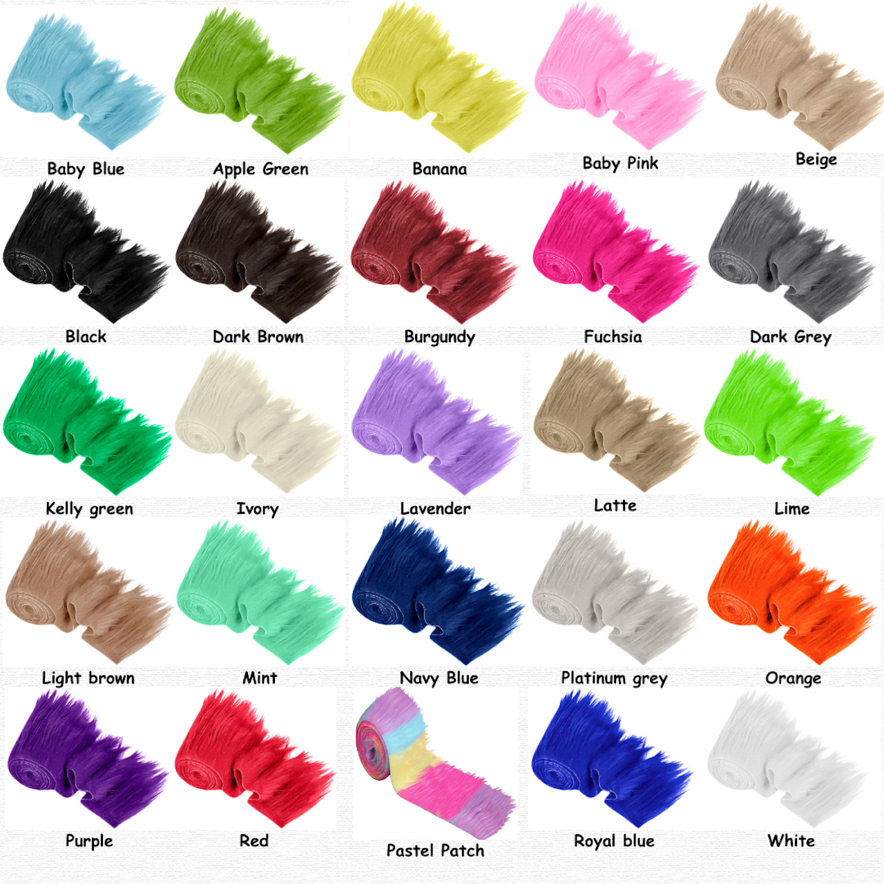 Faux Fur Fabric Trim Precut 8X60 Inch Craft DIY Costume Pack