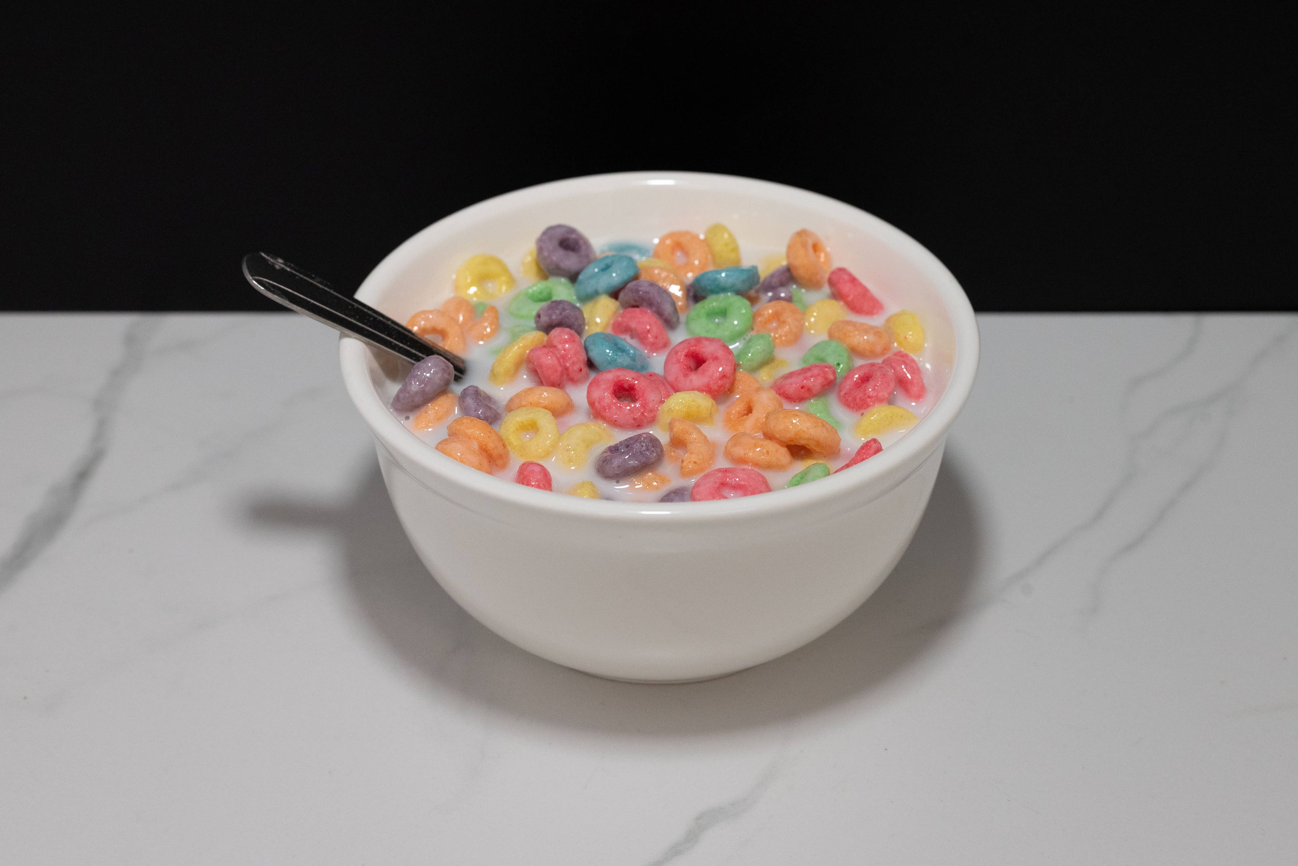 Cereal Bowl of Fruit Loops in Fake Milk