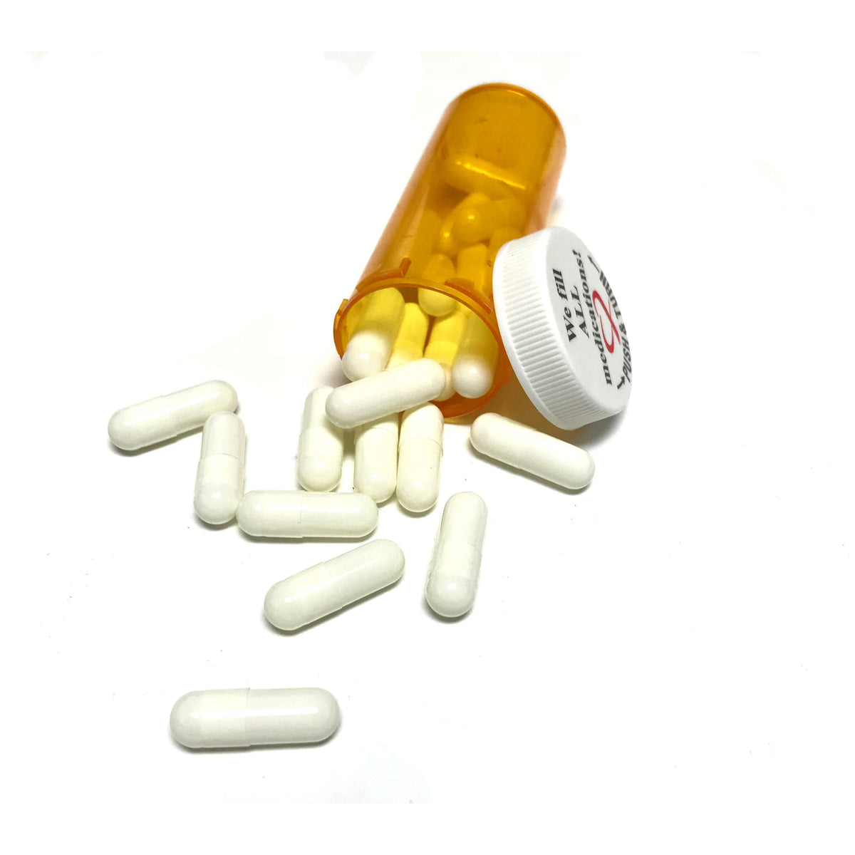 Fake Medicine Pill Capsules in 16 Dram Amber Plastic Medicine Vial with Lid