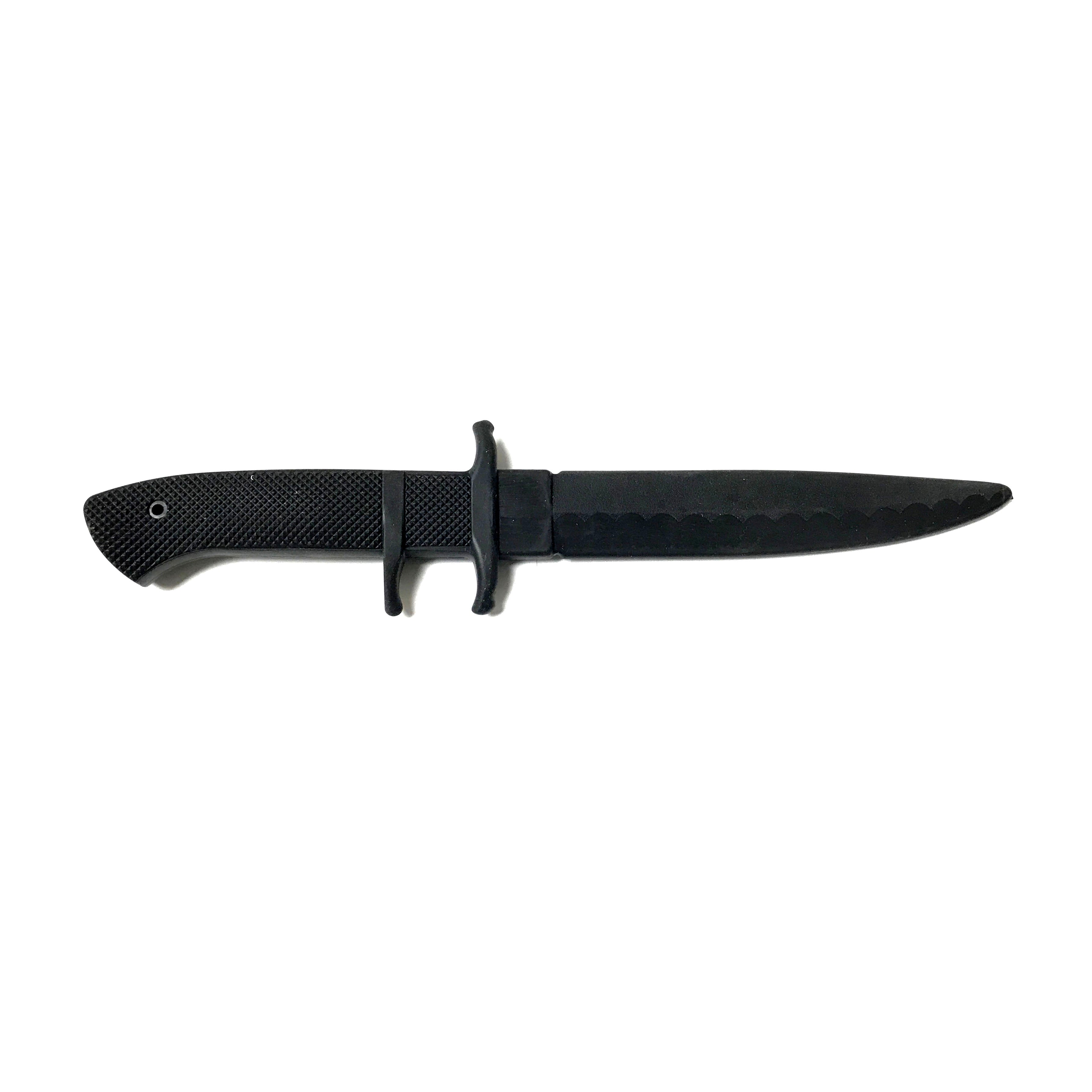 Black 11.9 Inch Training Knife - Solid Rubber Contact Prop with Safe Blade