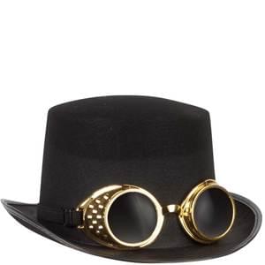 Sombrero de copa Steampunk con gafas