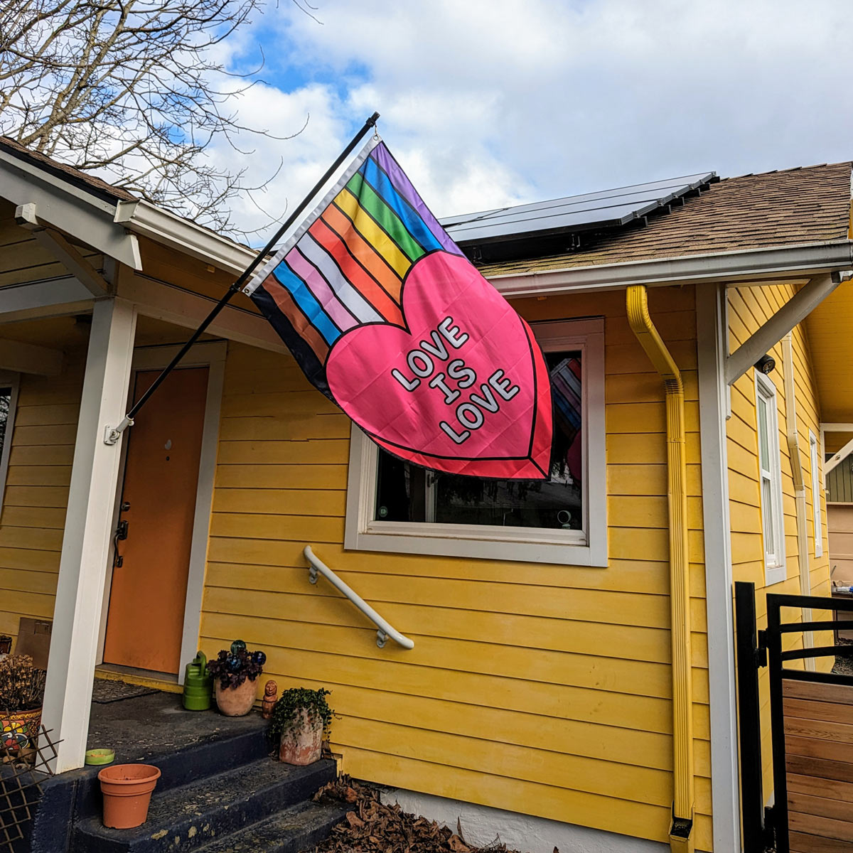 Love is Love Rainbow Heart Flag