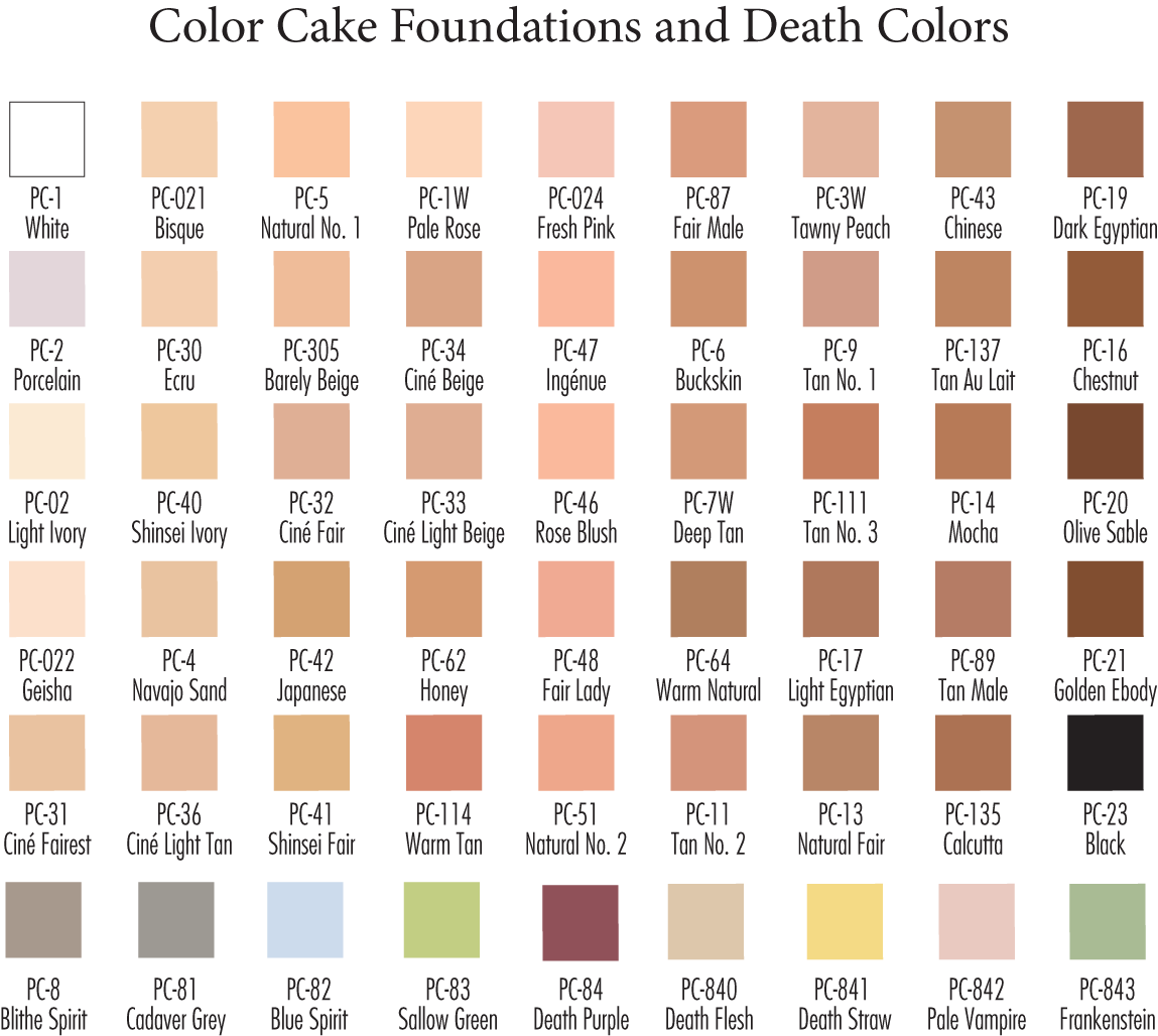 Ben Nye Color Cake Foundation — shade range