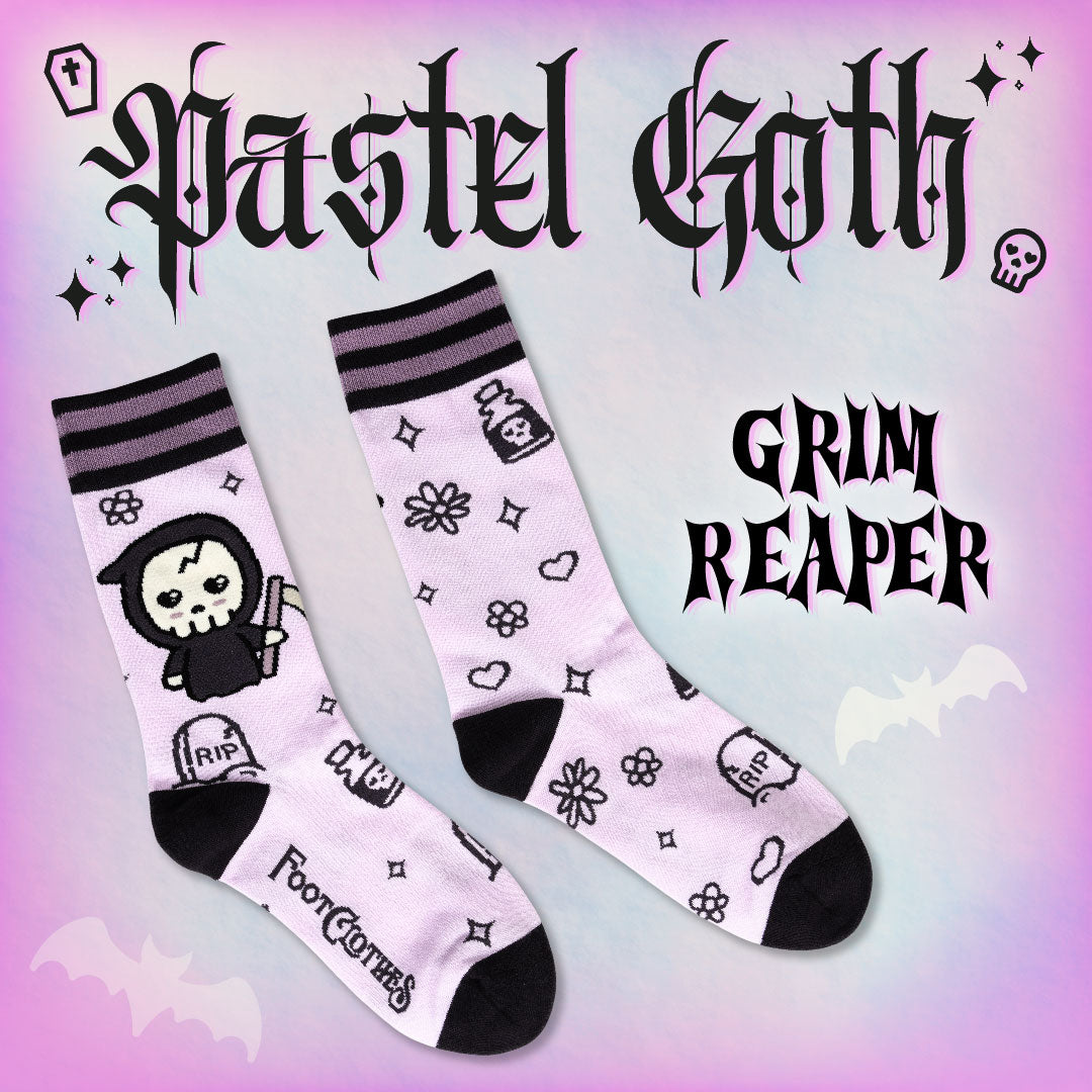 Pastel Goth Grim Reaper Crew Socks