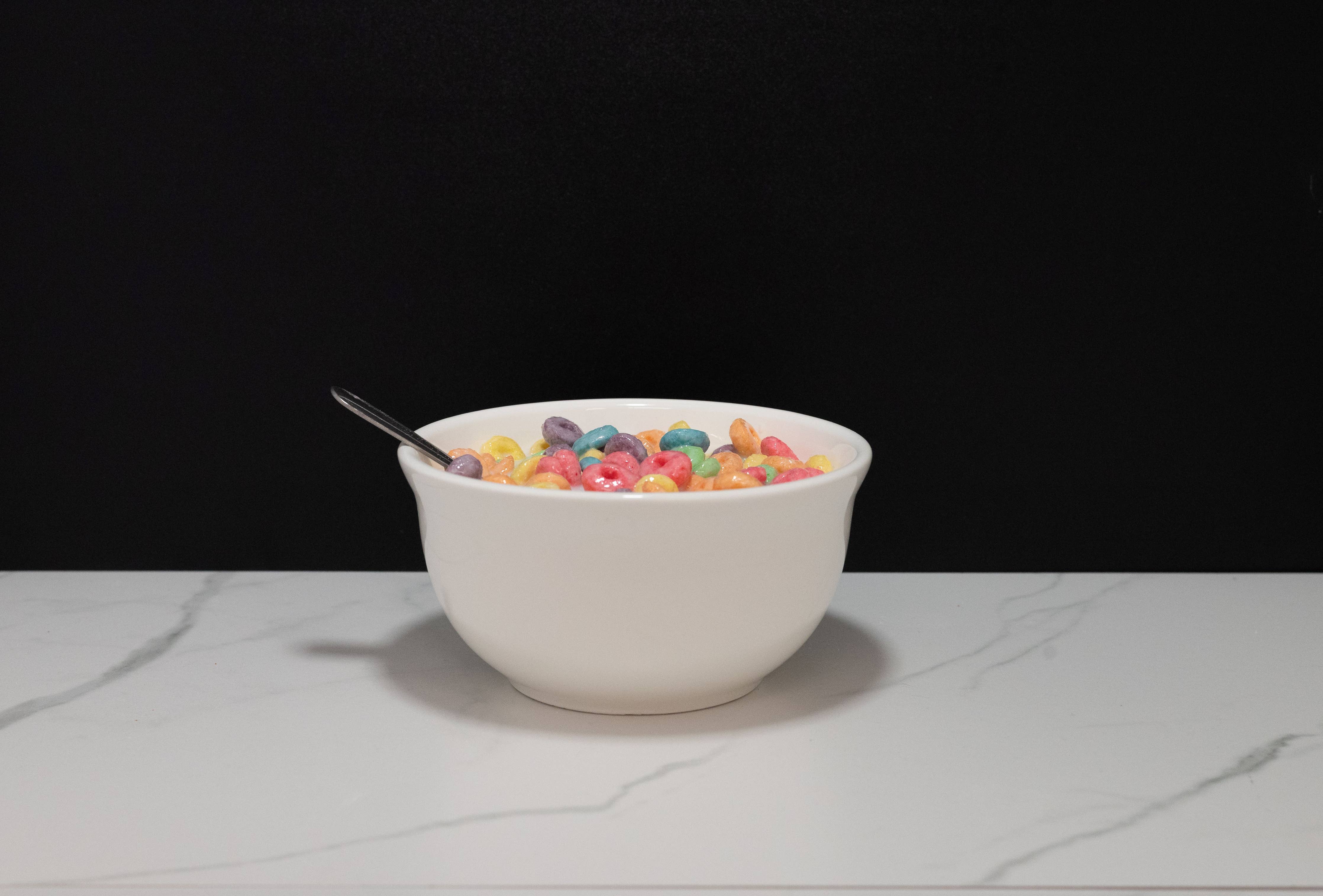 Cereal Bowl of Fruit Loops in Fake Milk