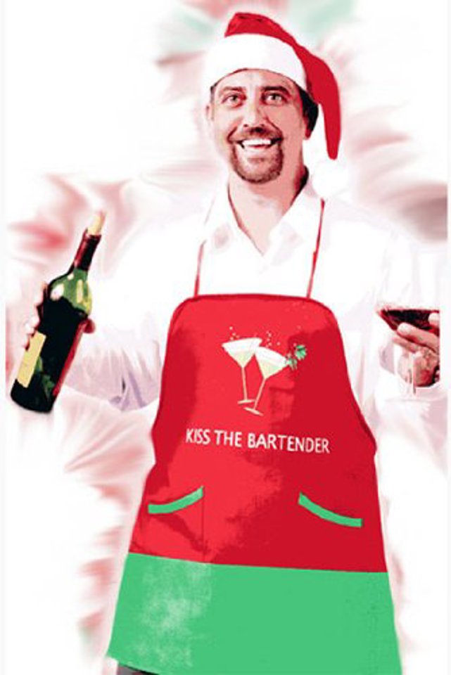 Holiday Apron /Hat - Kiss The Bartender