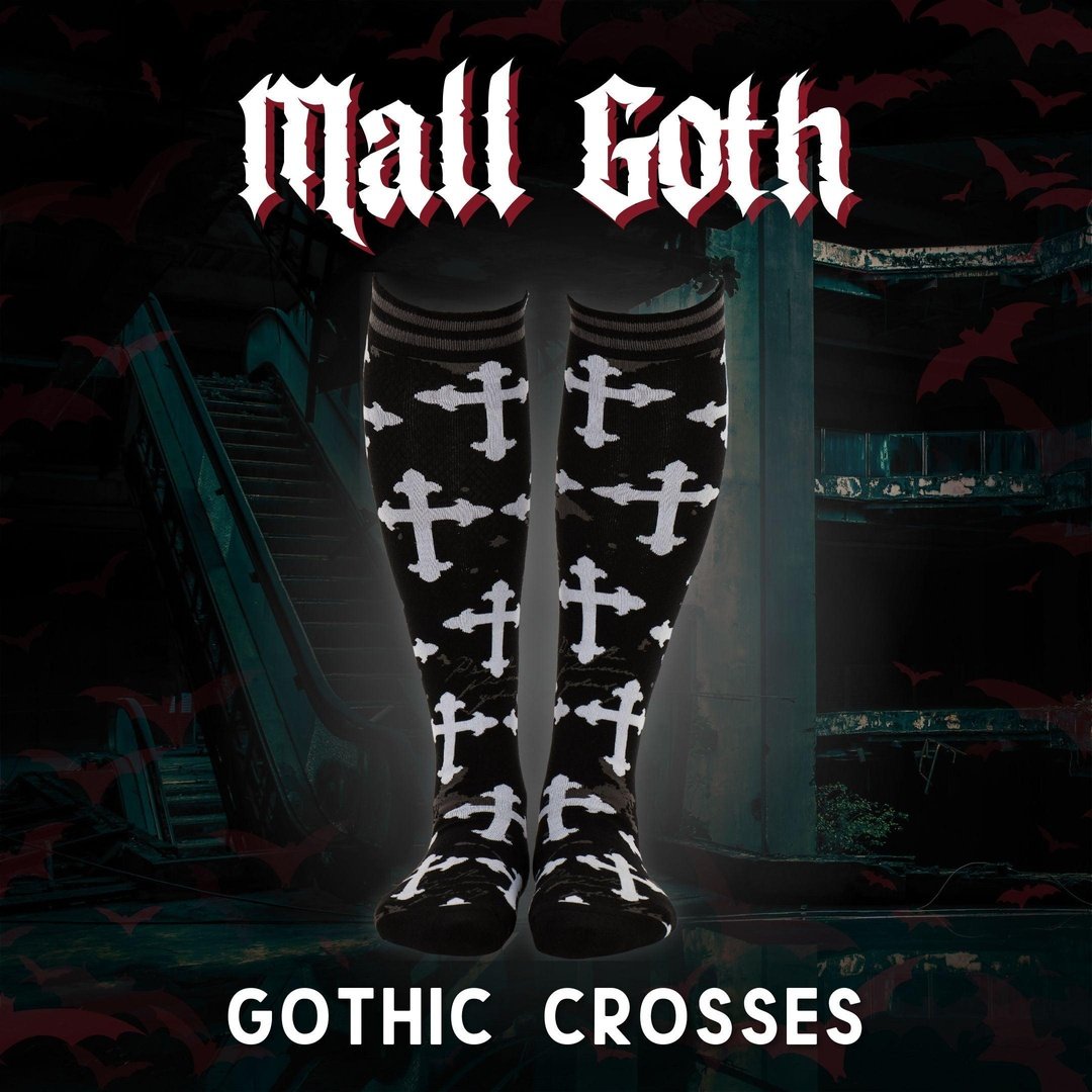 Gothic Crosses Knee High Socks