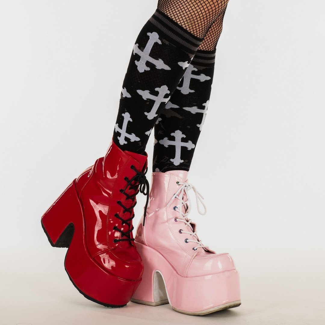 Gothic Crosses Knee High Socks