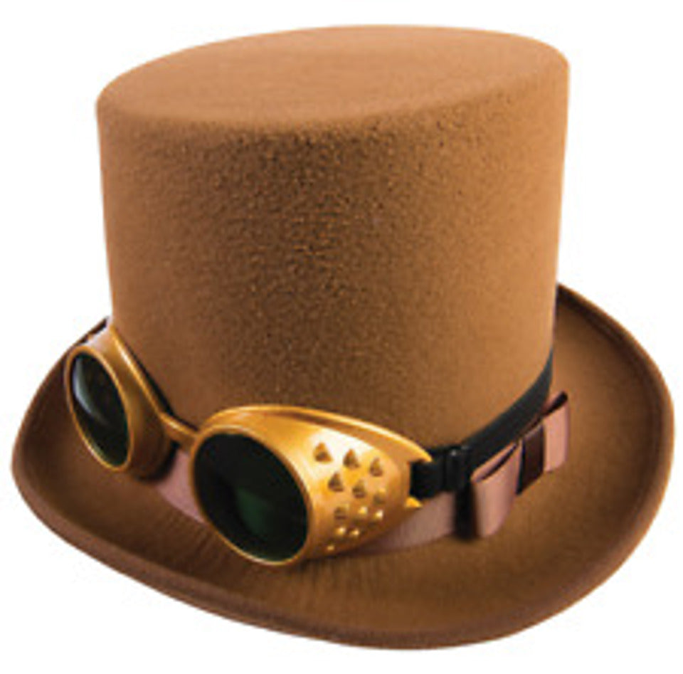 steampunk hat and goggles Steampunk Hat with Goggles-Brown