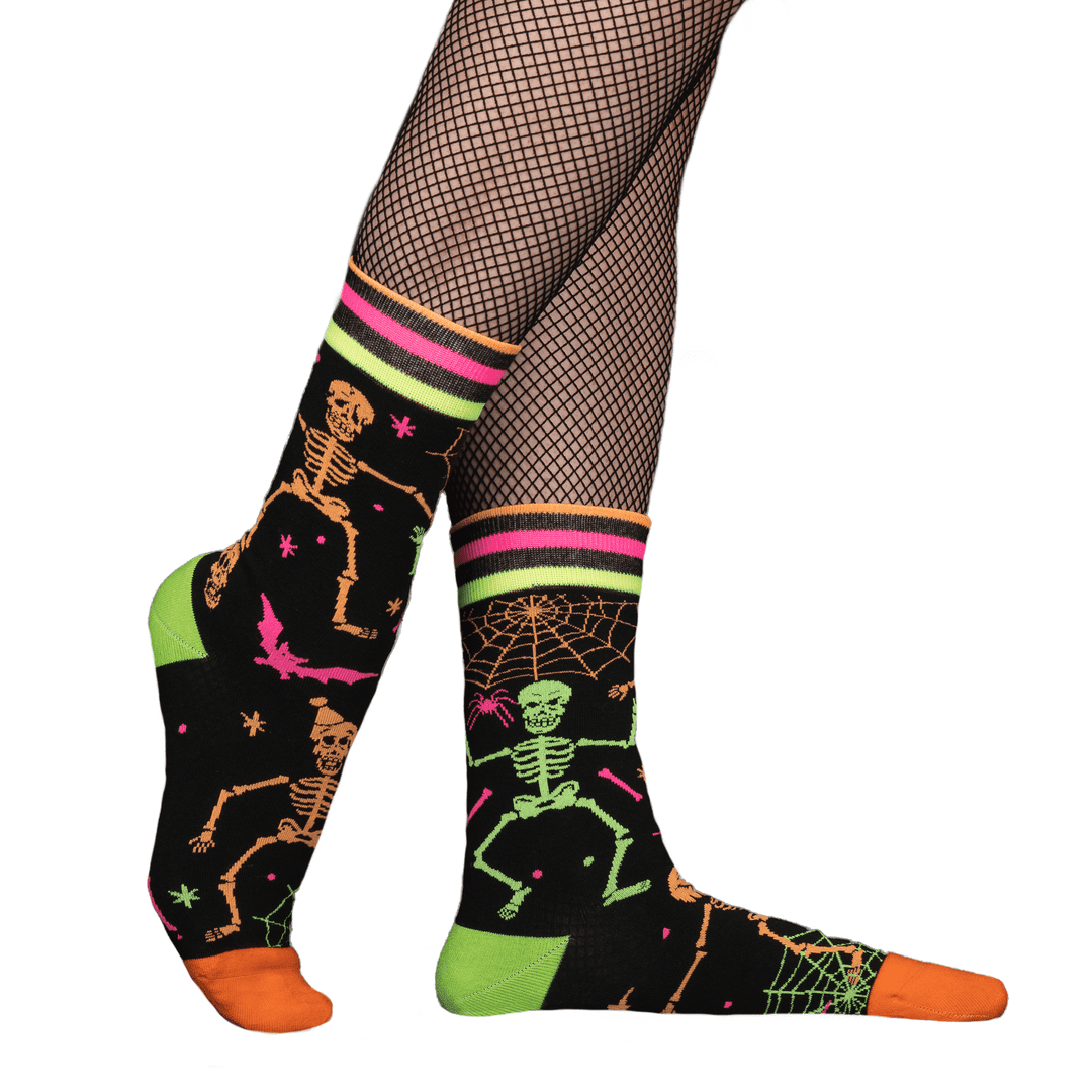 Rave Skeletons Crew Socks - UV Reactive